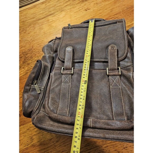 Claire Chase Jumbo Leather Laptop Backpack Brown Fits 17" Computer Bag #329 - Picture 5 of 10
